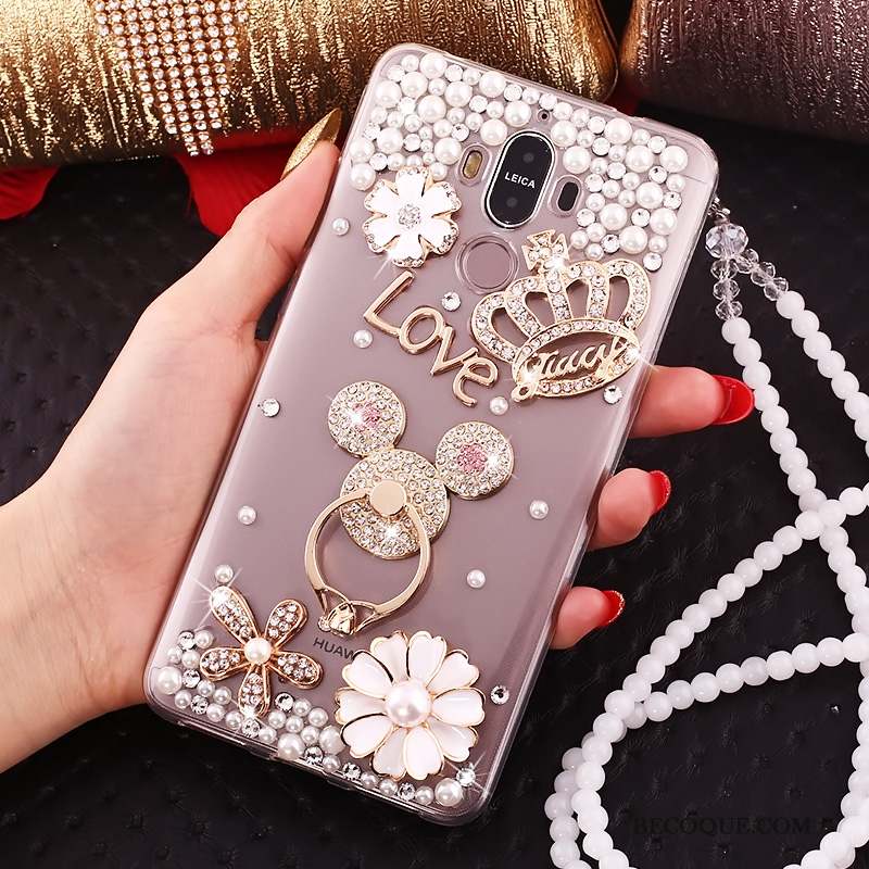 Huawei Mate 10 Pro Transparent Étui Strass Or Coque De Téléphone