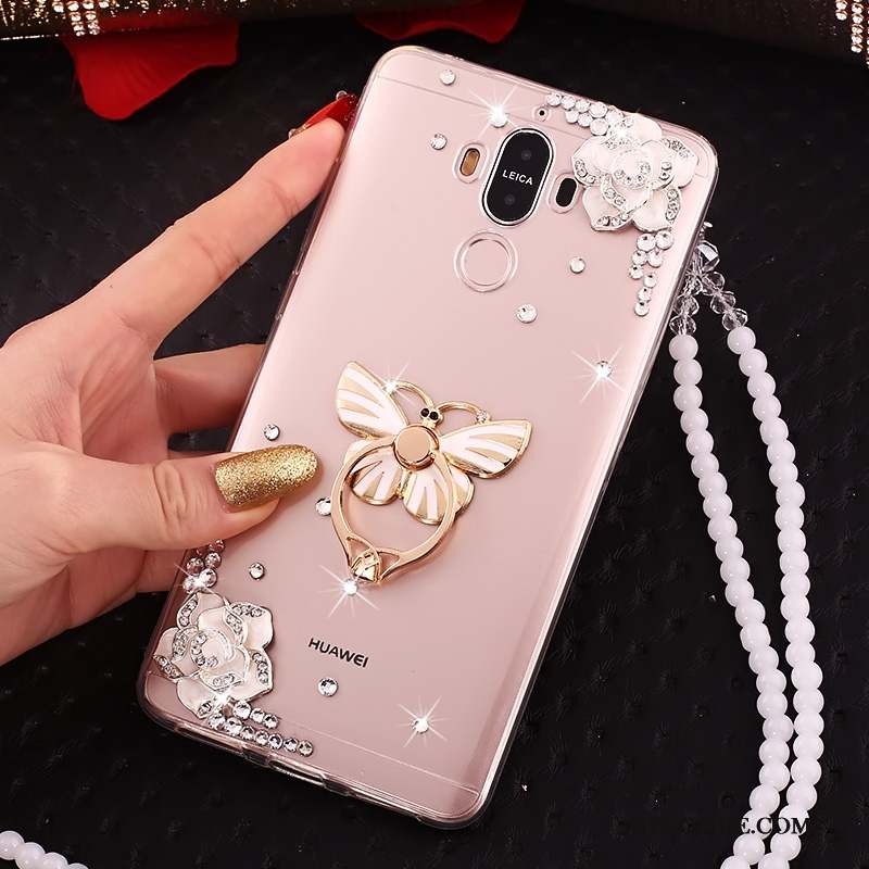 Huawei Mate 10 Pro Transparent Étui Strass Or Coque De Téléphone