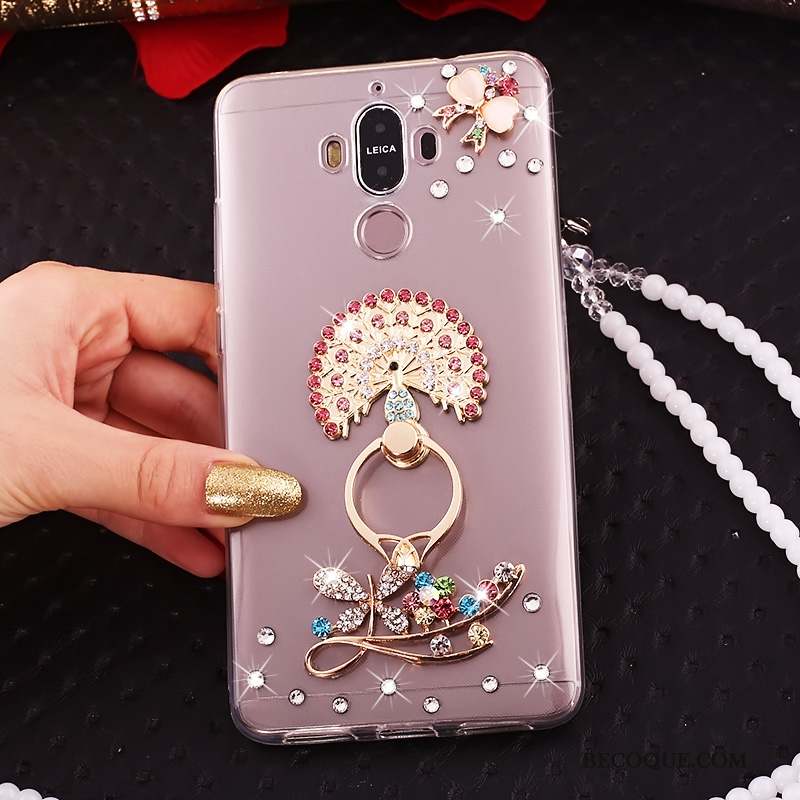 Huawei Mate 10 Pro Transparent Étui Strass Or Coque De Téléphone