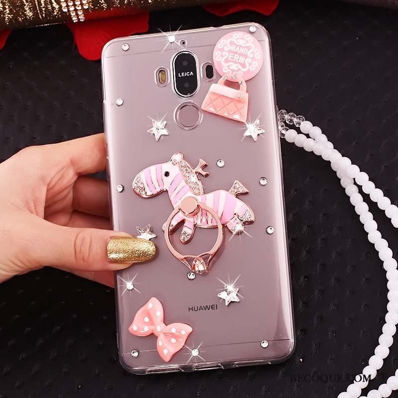 Huawei Mate 10 Pro Transparent Étui Strass Or Coque De Téléphone