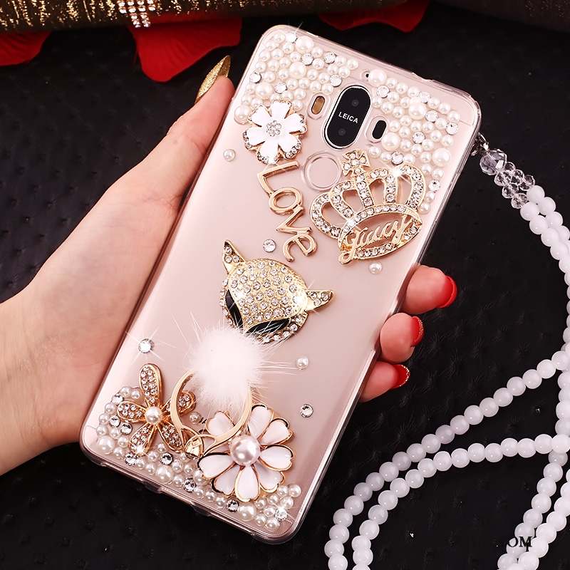 Huawei Mate 10 Pro Transparent Étui Strass Or Coque De Téléphone