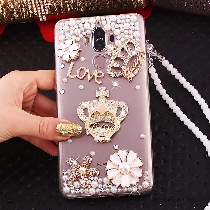 Huawei Mate 10 Pro Transparent Étui Strass Or Coque De Téléphone