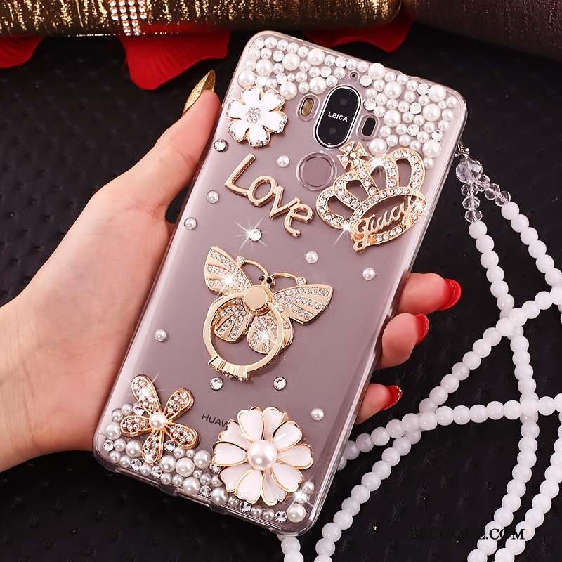 Huawei Mate 10 Pro Transparent Étui Strass Or Coque De Téléphone