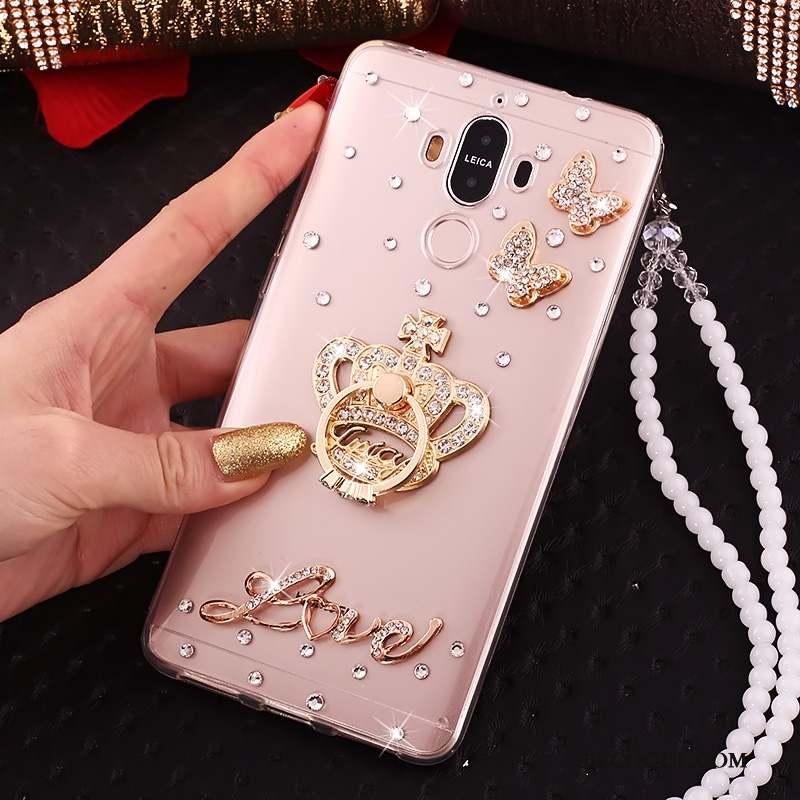 Huawei Mate 10 Pro Transparent Étui Strass Or Coque De Téléphone