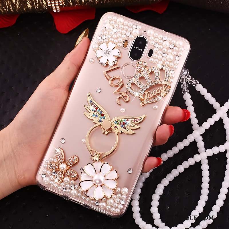 Huawei Mate 10 Pro Transparent Étui Strass Or Coque De Téléphone