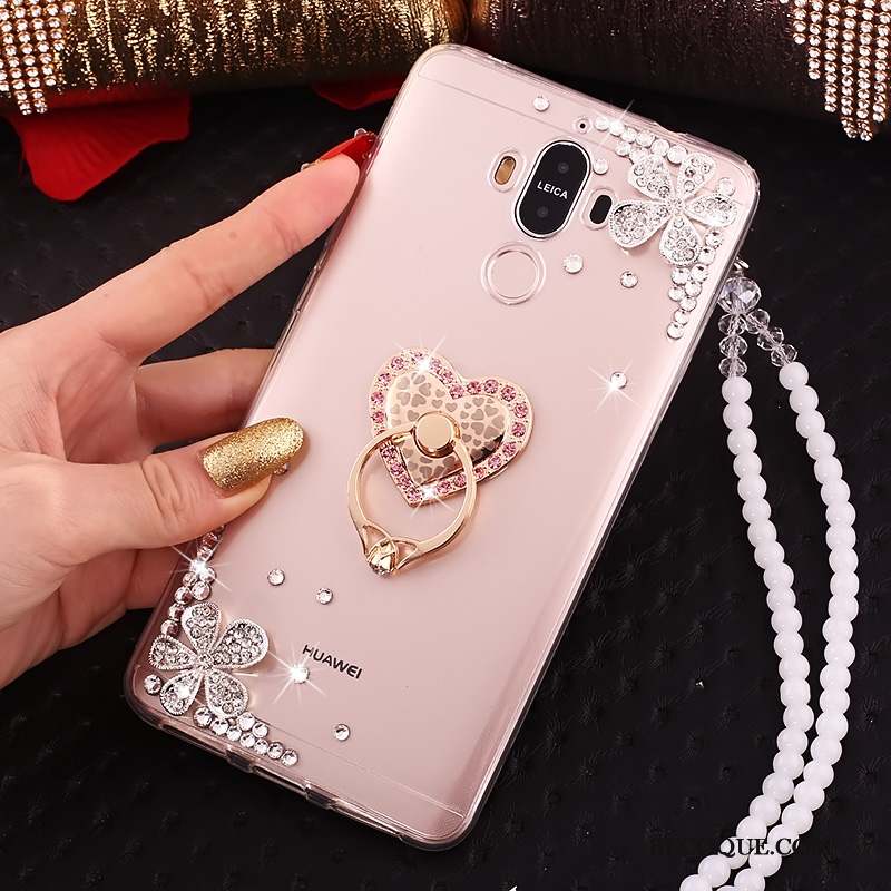 Huawei Mate 10 Pro Transparent Étui Strass Or Coque De Téléphone