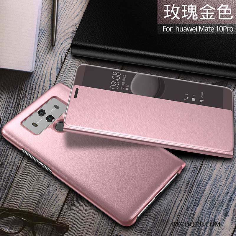 Huawei Mate 10 Pro Étui En Cuir Housse Coque De Téléphone Incassable Tout Compris Or