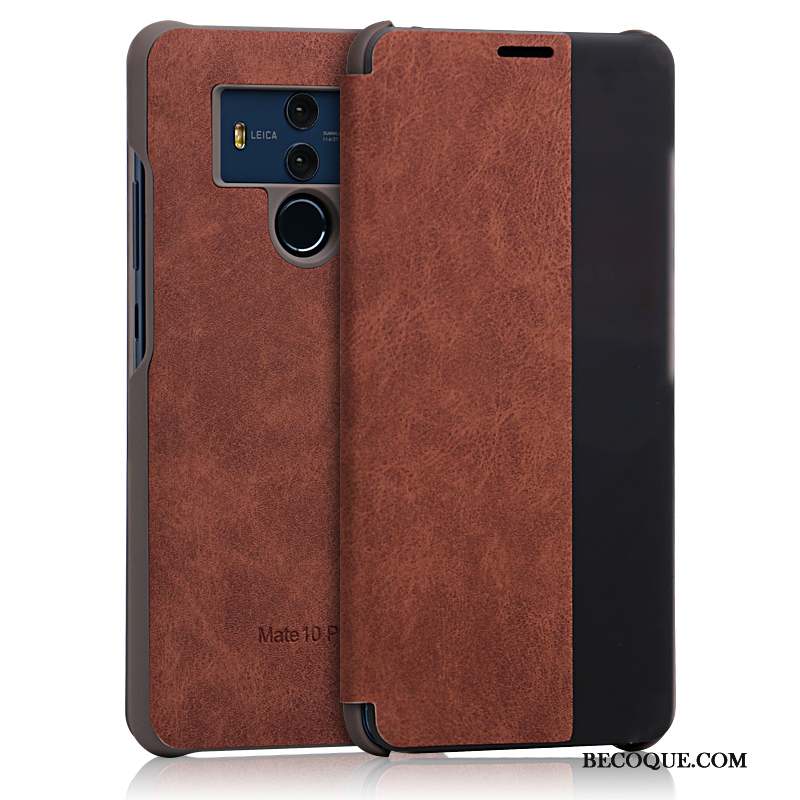 Huawei Mate 10 Pro Étui Étui En Cuir Bleu Protection Coque De Téléphone Clamshell