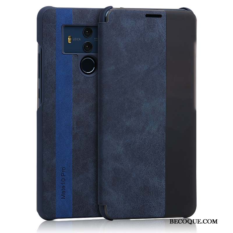 Huawei Mate 10 Pro Étui Étui En Cuir Bleu Protection Coque De Téléphone Clamshell