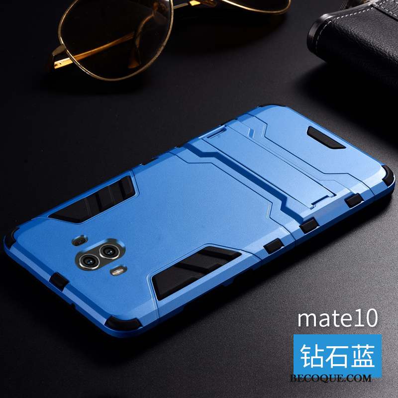 Huawei Mate 10 Tendance Trois Défenses Incassable Bleu Coque De Téléphone Métal