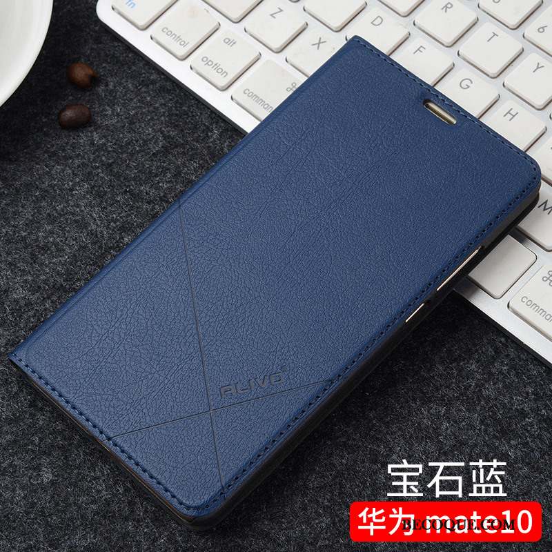 Huawei Mate 10 Étui En Cuir Protection Clamshell Incassable Or Coque De Téléphone