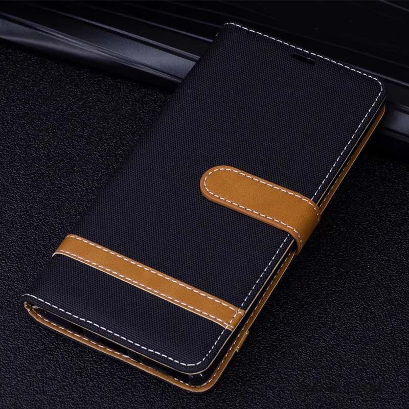 Huawei Mate 10 Étui Étui En Cuir Rouge Coque De Téléphone En Denim Protection