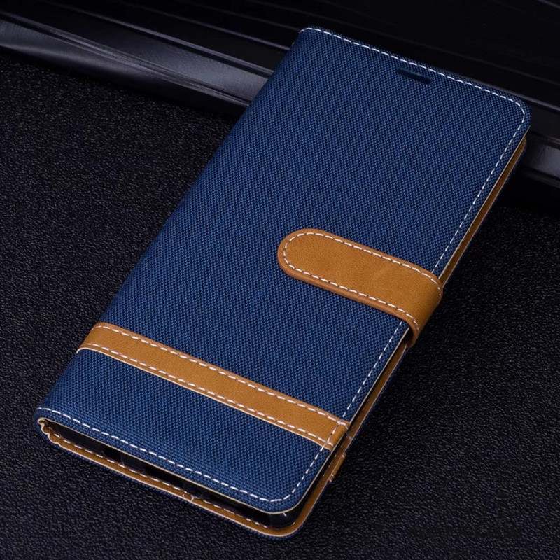 Huawei Mate 10 Étui Étui En Cuir Rouge Coque De Téléphone En Denim Protection