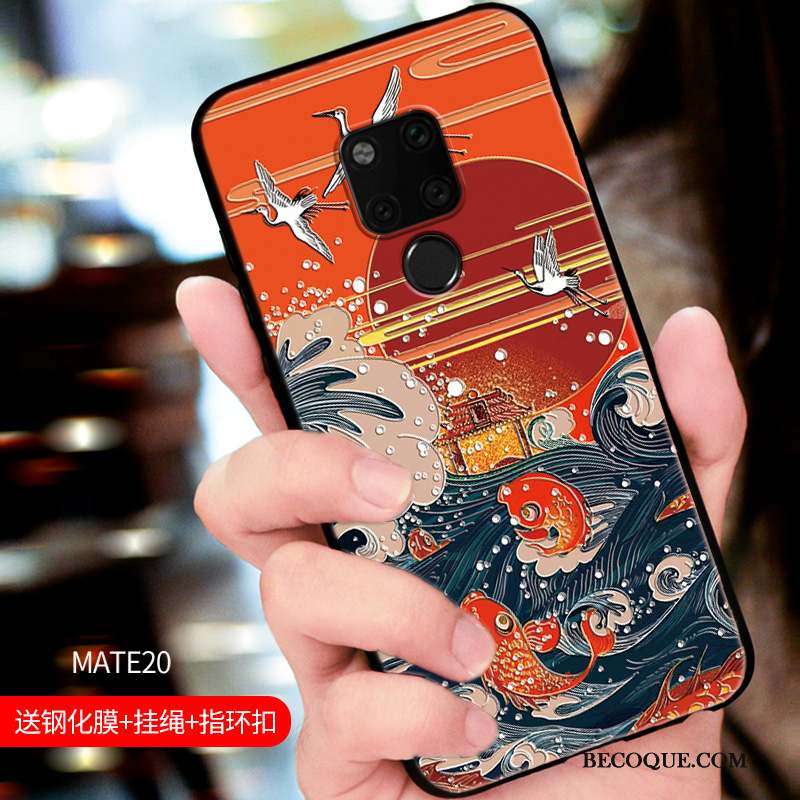 Huawei Mate 20 Coque Étui Tendance Délavé En Daim Protection Tout Compris Marque De Tendance