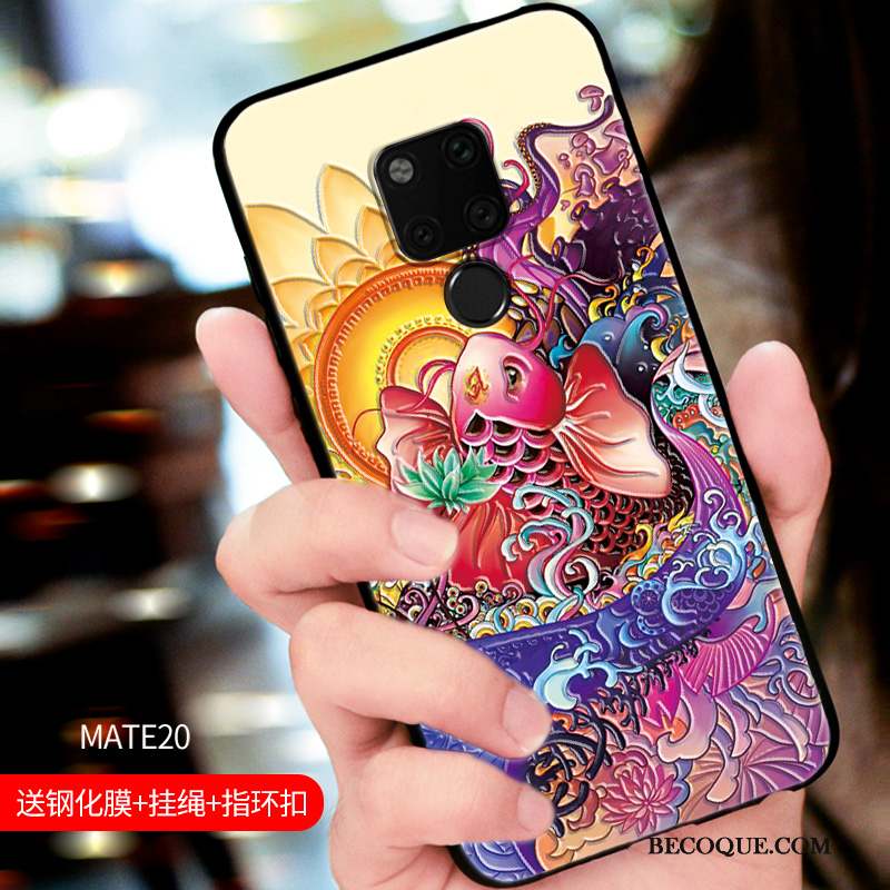 Huawei Mate 20 Coque Étui Tendance Délavé En Daim Protection Tout Compris Marque De Tendance