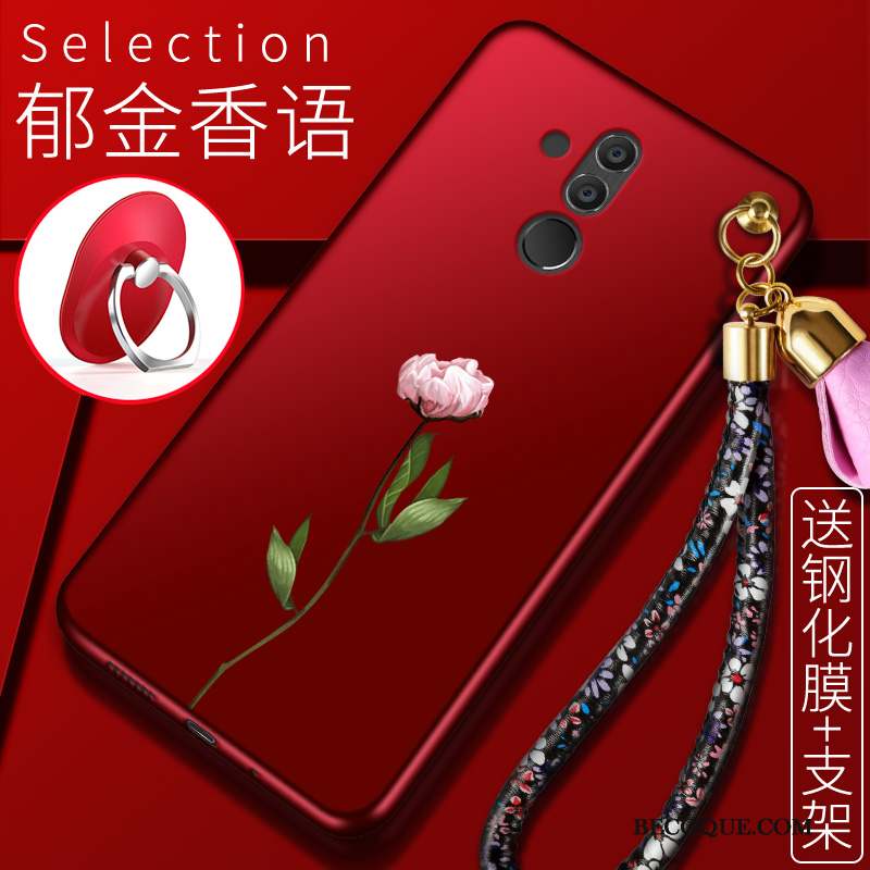 Huawei Mate 20 Lite Coque Étui Support Fluide Doux Silicone Rouge Protection