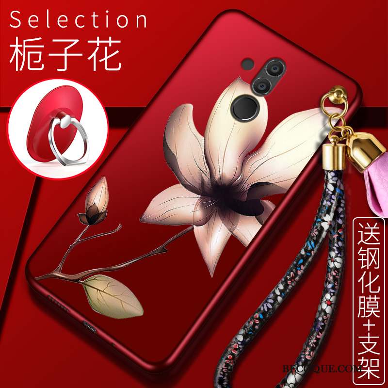 Huawei Mate 20 Lite Ornements Suspendus Étui Fluide Doux Protection Rouge Coque De Téléphone