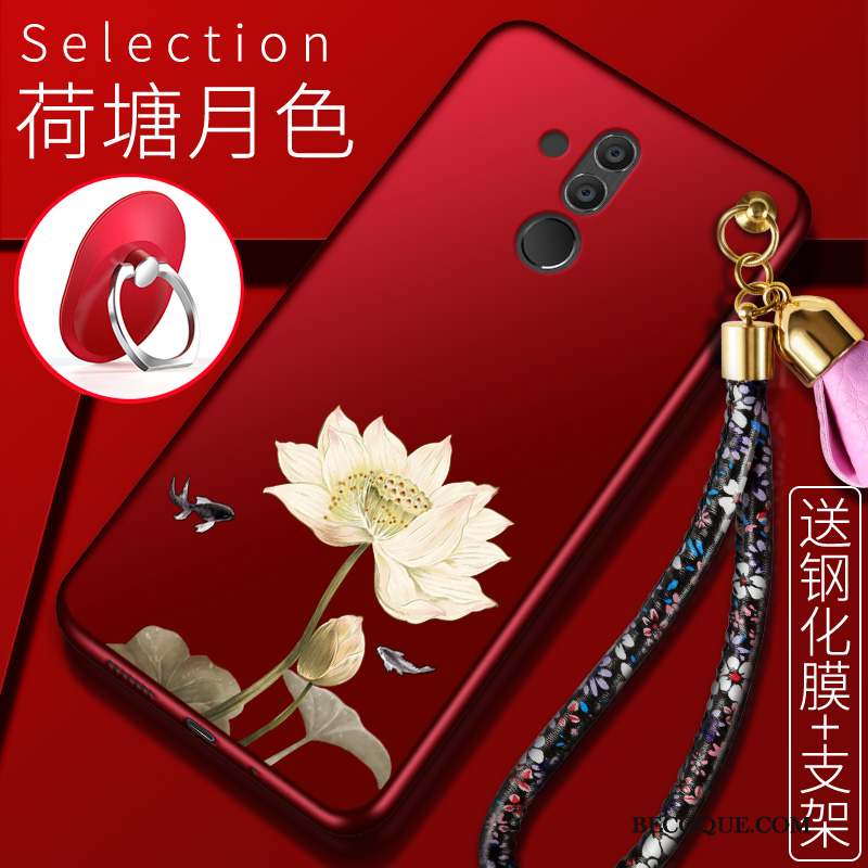 Huawei Mate 20 Lite Ornements Suspendus Étui Fluide Doux Protection Rouge Coque De Téléphone