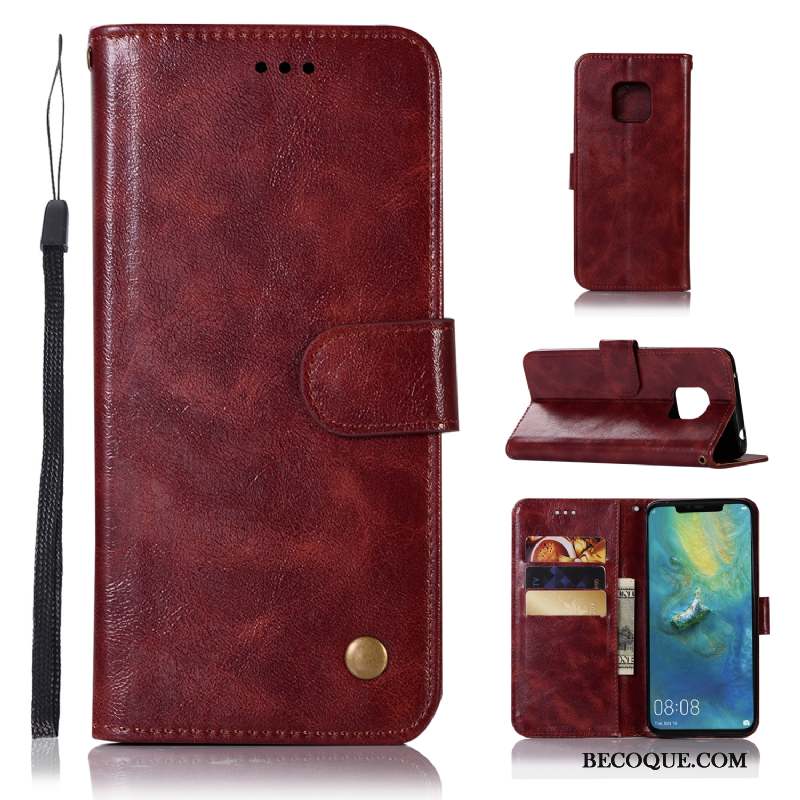 Huawei Mate 20 Pro Coque Cuir Téléphone Portable Portefeuille Étui En Cuir Rouge Europe