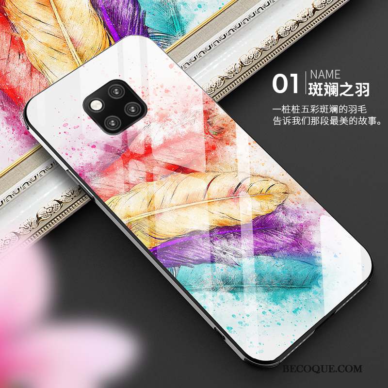 Huawei Mate 20 Pro Coque Protection Tendance Silicone Verre Blanc Incassable