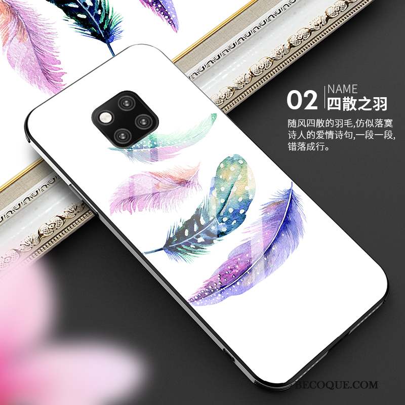 Huawei Mate 20 Pro Coque Protection Tendance Silicone Verre Blanc Incassable