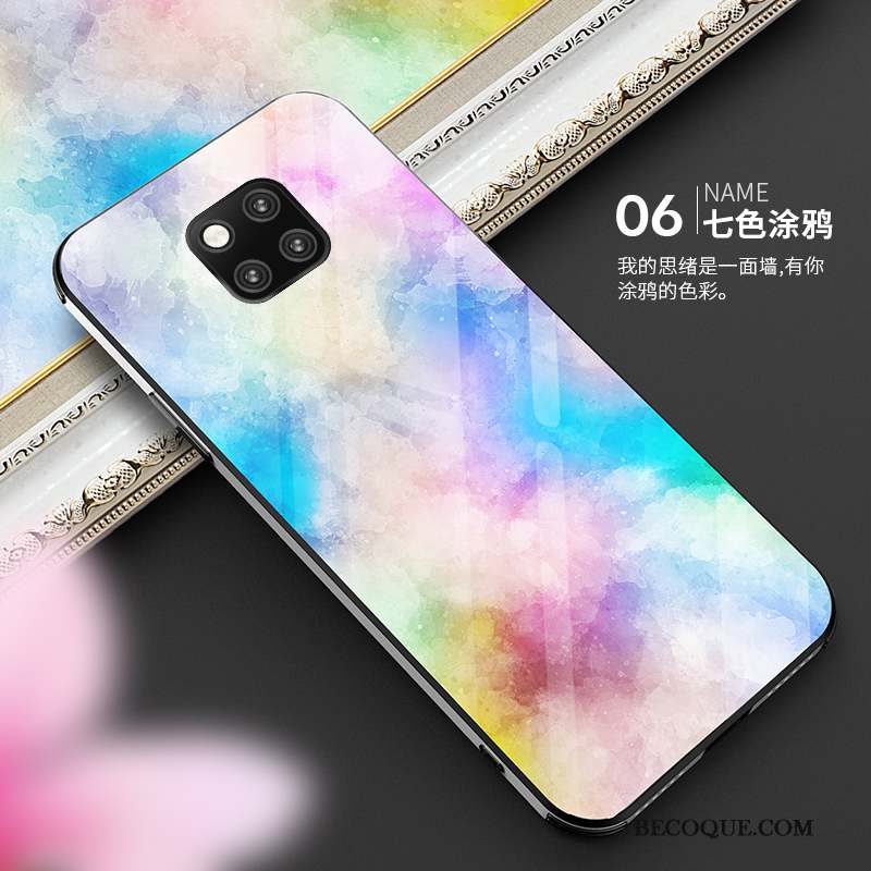 Huawei Mate 20 Pro Coque Protection Tendance Silicone Verre Blanc Incassable