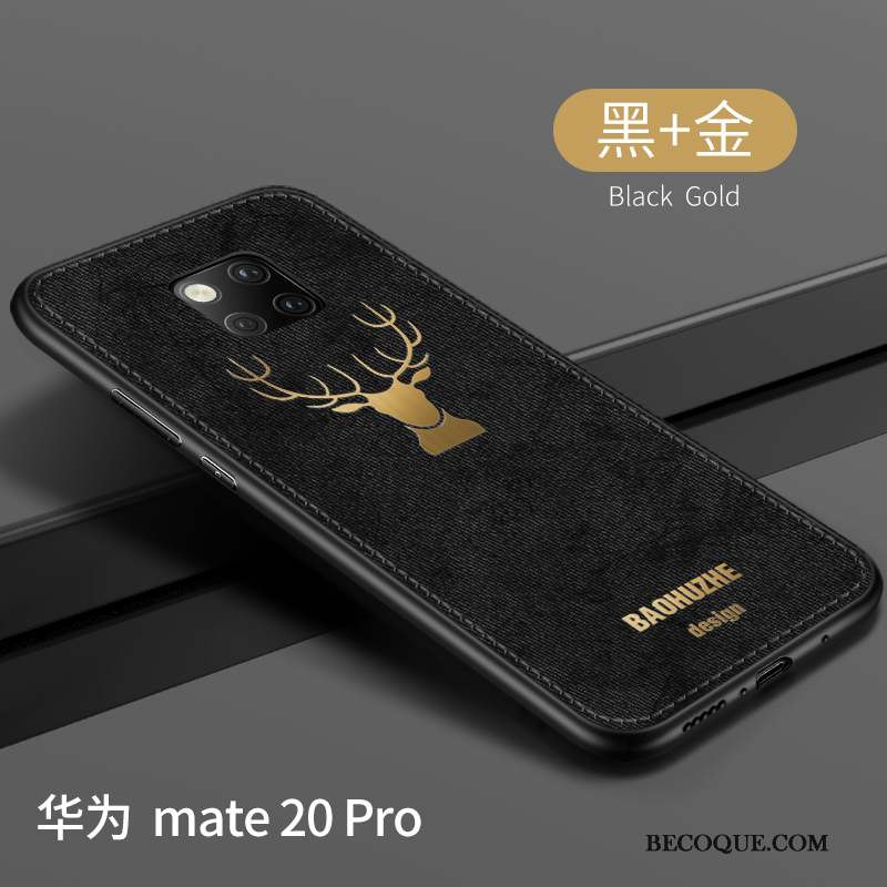 Huawei Mate 20 Pro Coque Très Mince Délavé En Daim Marque De Tendance Tissu Modèle Fleurie Gris