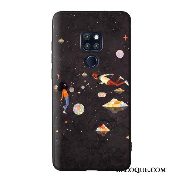 Huawei Mate 20 X Coque De Téléphone Dessin Animé Tendance Délavé En Daim Fluide Doux Gaufrage