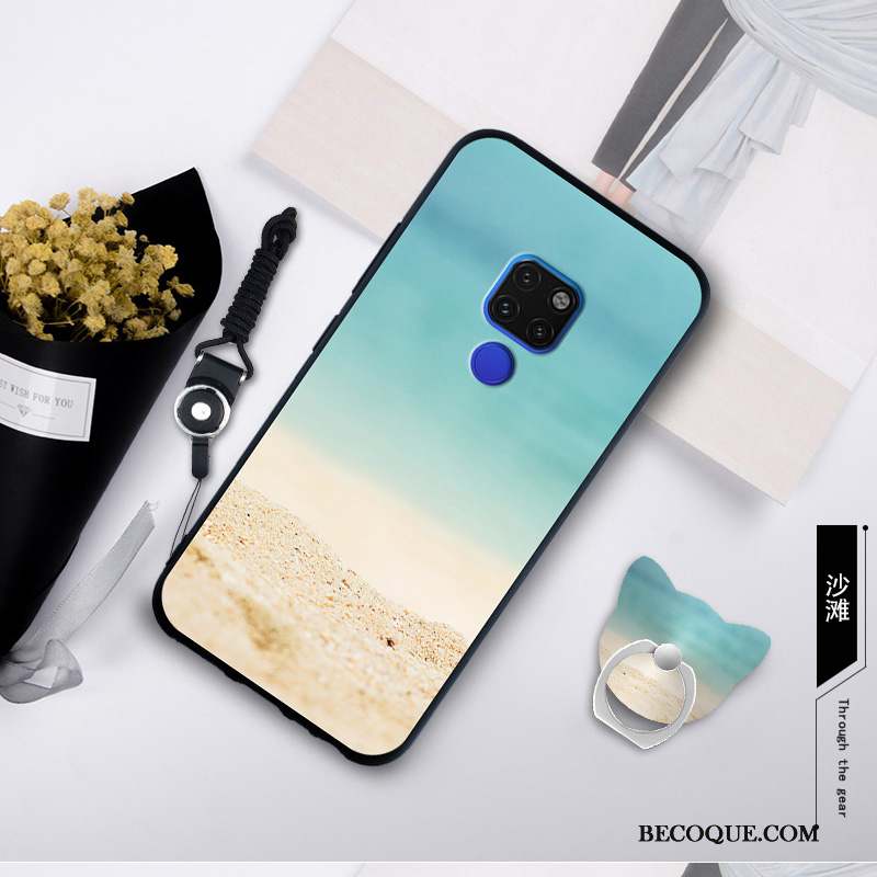 Huawei Mate 20 X Protection Coque De Téléphone Peinture Bleu Fluide Doux Incassable