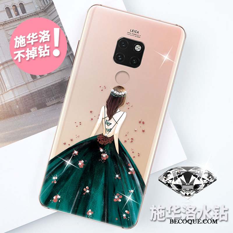 Huawei Mate 20 X Transparent Fluide Doux Blanc Strass Coque De Téléphone Nouveau