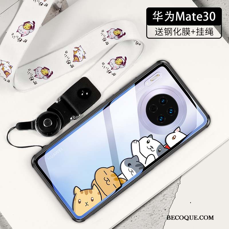 Huawei Mate 30 Coque Chat Marque De Tendance Cœur Dessin Animé Personnalité Ornements Suspendus