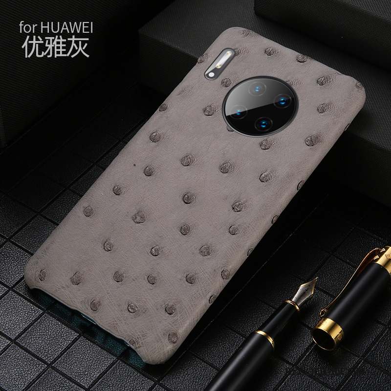 Huawei Mate 30 Coque Cuir Noir Luxe Classic Business Oiseau