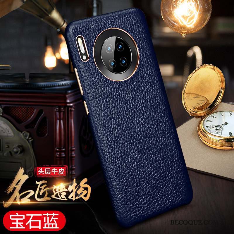 Huawei Mate 30 Coque Luxe Incassable Tout Compris Cuir Véritable Business Très Mince