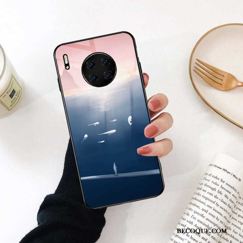 Huawei Mate 30 Coque Mode Miroir Personnalité Charmant Noir Original