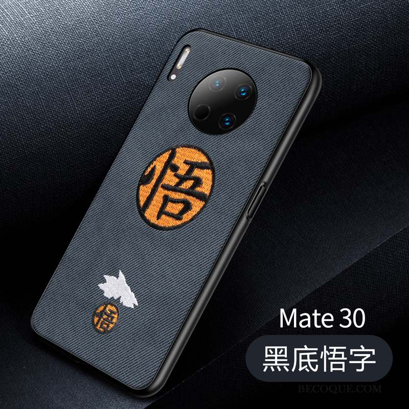 Huawei Mate 30 Coque Noir Broderie Créatif Ultra Tendance Luxe