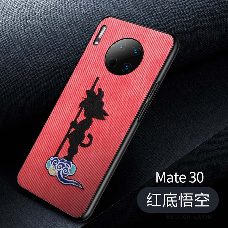 Huawei Mate 30 Coque Noir Broderie Créatif Ultra Tendance Luxe