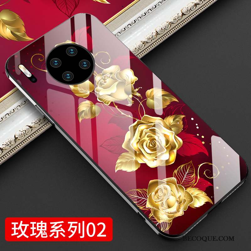 Huawei Mate 30 Coque Pivoine Incassable Nouveau Tout Compris Miroir Or