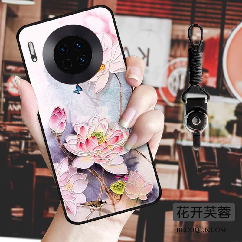 Huawei Mate 30 Coque Style Chinois Vent Fluide Doux Vintage Incassable Créatif