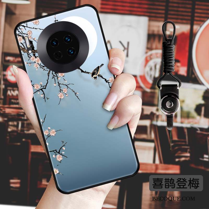 Huawei Mate 30 Coque Style Chinois Vent Fluide Doux Vintage Incassable Créatif