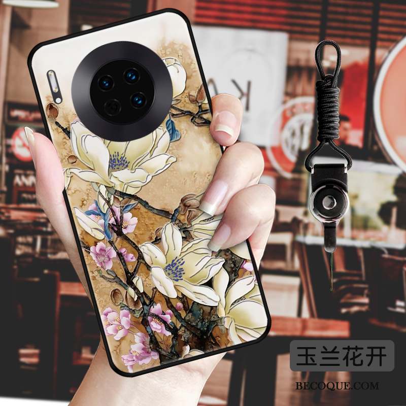 Huawei Mate 30 Coque Style Chinois Vent Fluide Doux Vintage Incassable Créatif