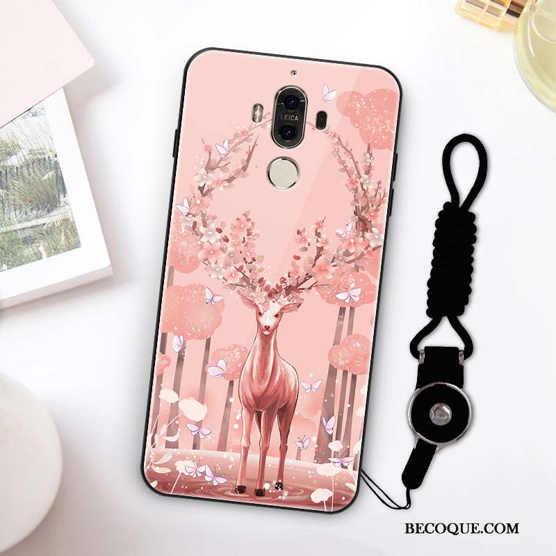 Huawei Mate 30 Coque Tout Compris Cerf Rose Silicone Incassable Fleur