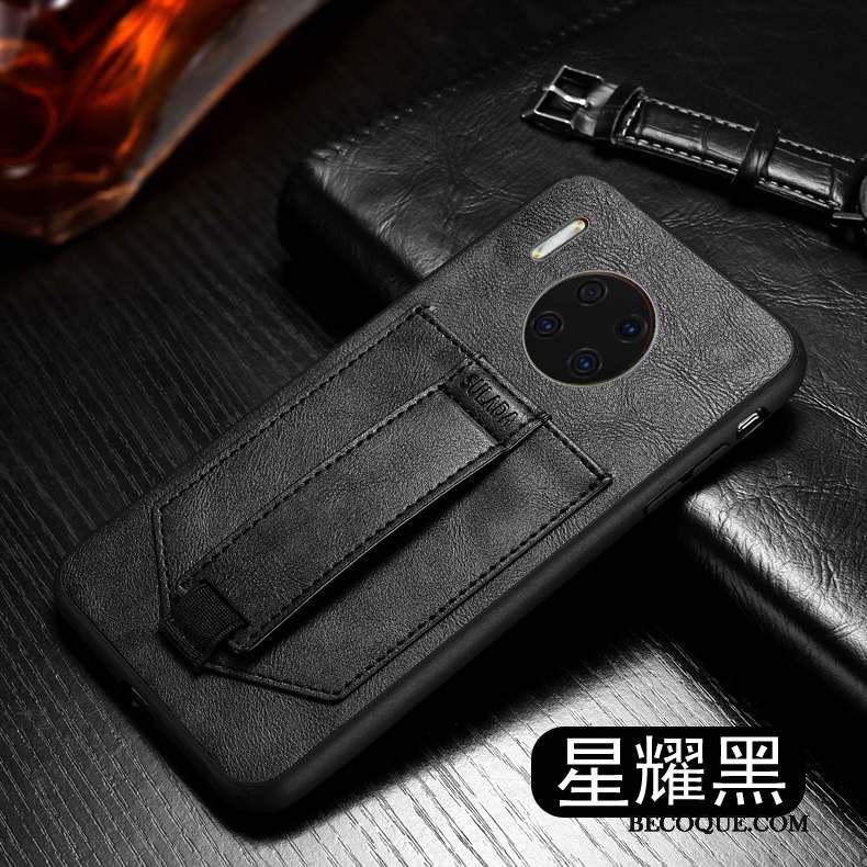 Huawei Mate 30 Luxe Incassable Support Noir Étui En Cuir Coque De Téléphone