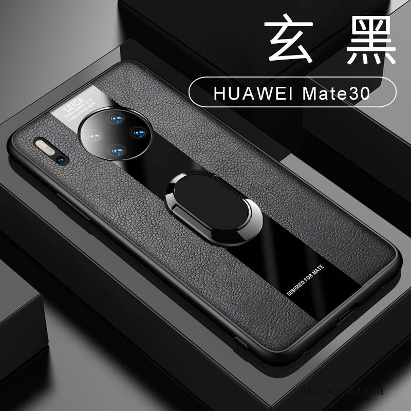 Huawei Mate 30 Magnétisme Incassable Étui En Cuir Vert À Bord Coque De Téléphone