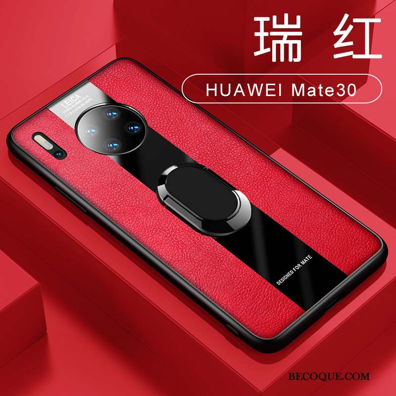 Huawei Mate 30 Magnétisme Incassable Étui En Cuir Vert À Bord Coque De Téléphone