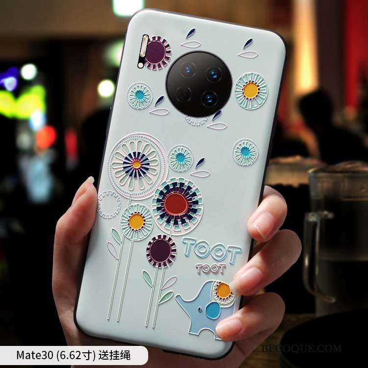 Huawei Mate 30 Marque De Tendance Coque Nouveau Chat Gaufrage Ornements Suspendus