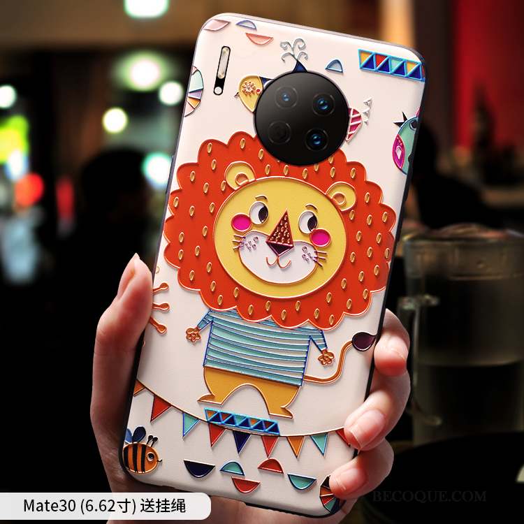 Huawei Mate 30 Marque De Tendance Coque Nouveau Chat Gaufrage Ornements Suspendus