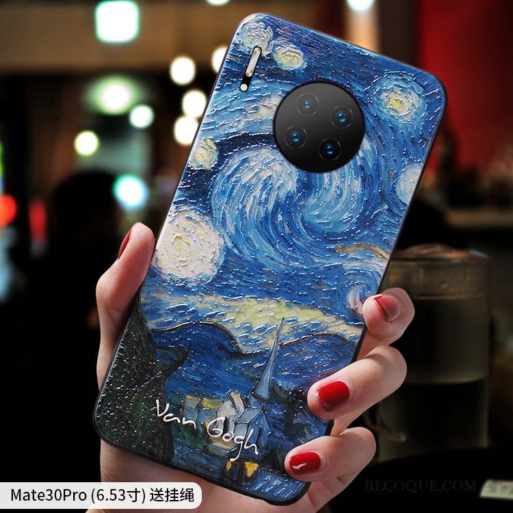 Huawei Mate 30 Pro Coque De Téléphone Bleu Silicone Personnalité Créatif Marque De Tendance