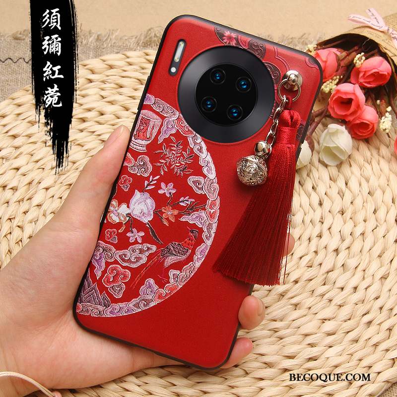 Huawei Mate 30 Pro Coque De Téléphone Incassable Style Chinois Tout Compris Créatif Rouge