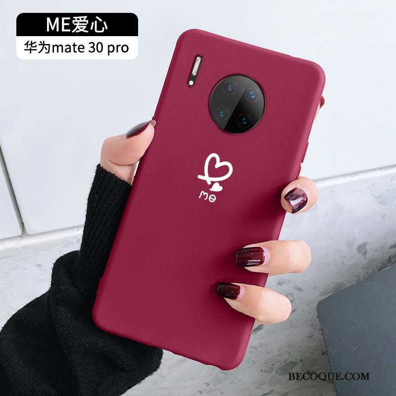 Huawei Mate 30 Pro Coque De Téléphone Simple Amoureux Net Rouge Incassable Étui