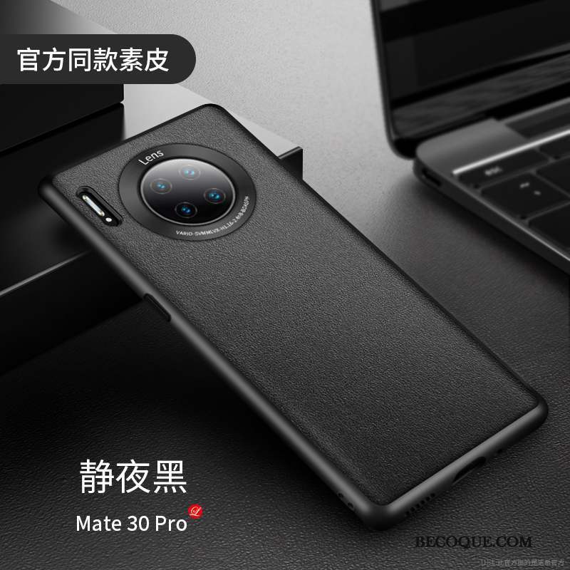 Huawei Mate 30 Pro Coque Incassable Luxe Très Mince Protection Cuir Véritable Étui En Cuir